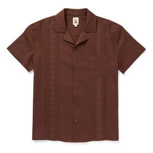 Men's Short-Sleeve Cuban Button-Down Shirt in Brown